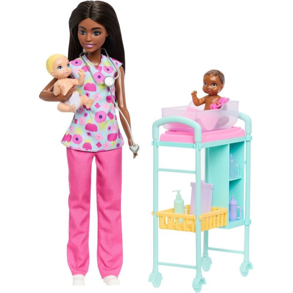 Barbie Careers Baby Doctor Playset With 3 Dolls, Black COLLECTIBLES